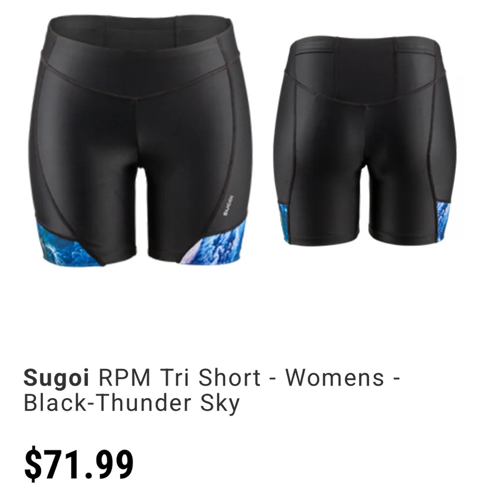 SUGOI Women's RPM Tri Shorts - Black with Blue Accents